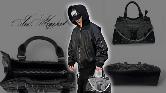 Ian Maynhart strikes first attempt at high fashion with a stylish spike purse.