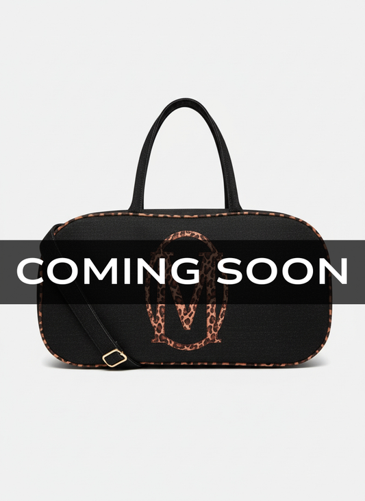 Leopard Print Black Denim Pill Bag