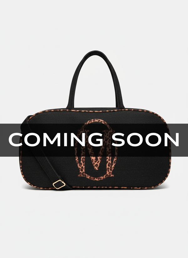 Leopard Print Black Denim Pill Bag