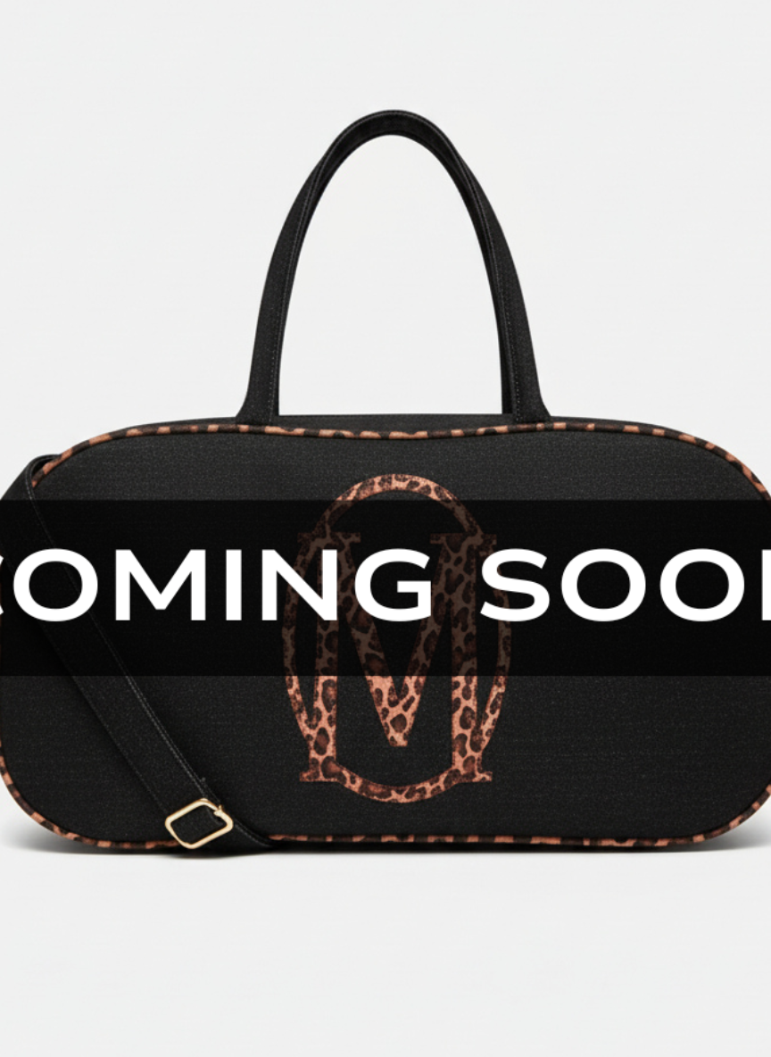 Leopard Print Black Denim Pill Bag