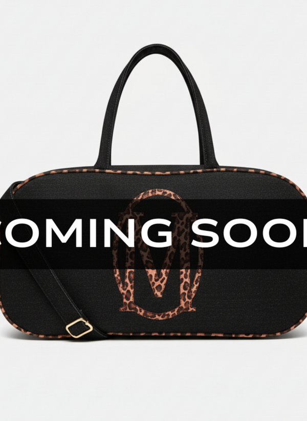 Leopard Print Black Denim Pill Bag