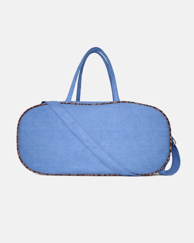 Leopard Print Blue Denim Jean Pill Bag