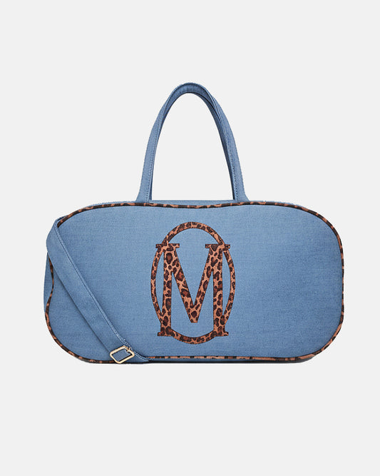Leopard Print Blue Denim Jean Pill Bag